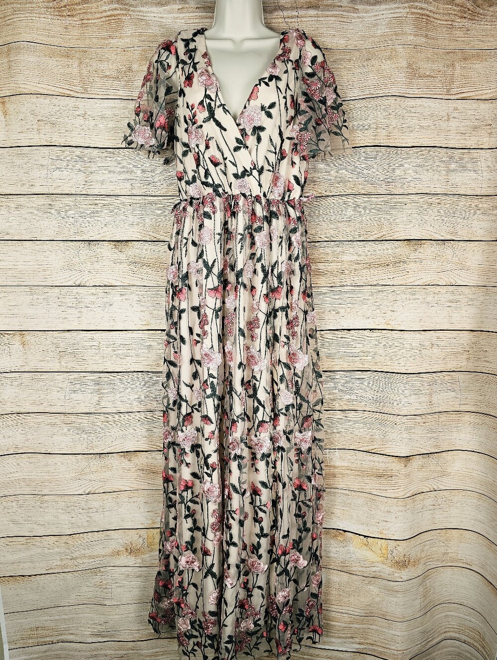 Baltic Born Marseille Embossed  Rose Garden Maxi Dress Gown Size Medium